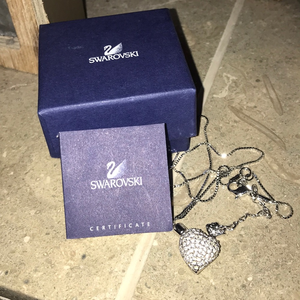 Authentic Swarovski crystal offset heart necklace